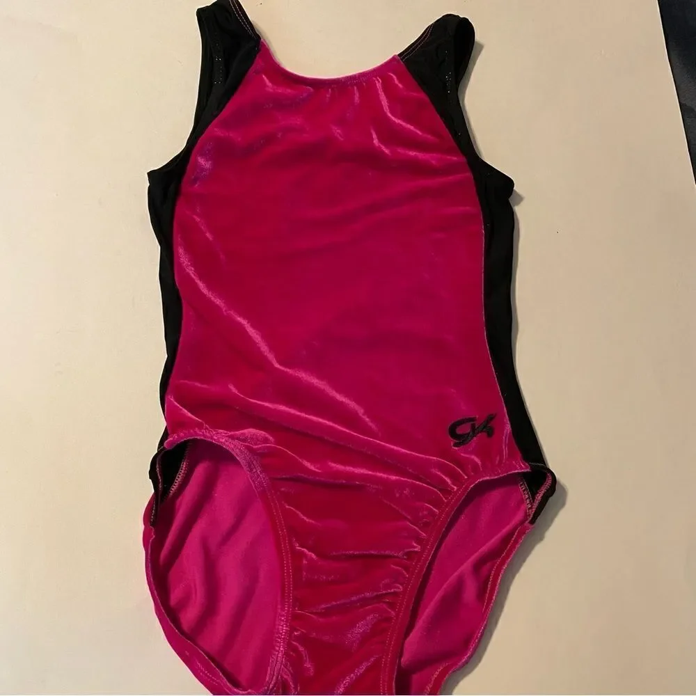 GK Elite Sportswear Hot pink velvet velour gymnastics leotard child adult SA
